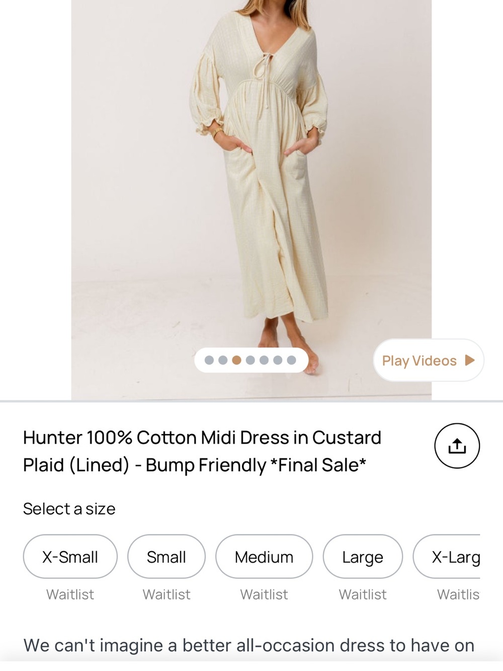 Worth Collective Hunter Dress Cream Plaid